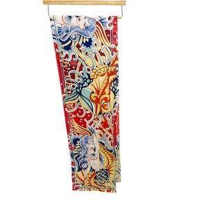 Y2K Christian Audigier Ed Hardy Scarf Mermaid Pin Up Koi Fish Tattoo Print